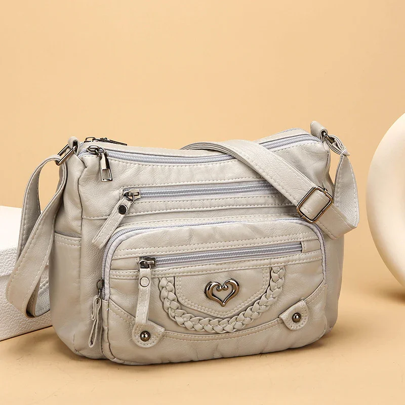 Damen Weiche PU Leder Multi-Tasche Crossbody Tasche