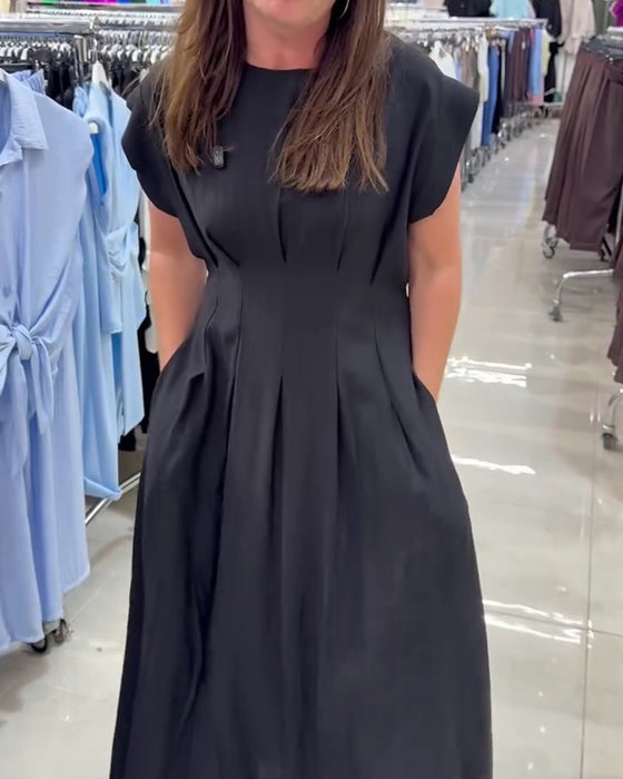 Kleid Gerafft Flatterärmel Taille