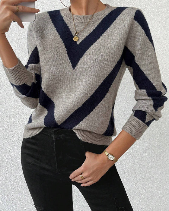 Pullover Mit Geometrischem Muster Und Rundhalsausschnitt Merkmalen