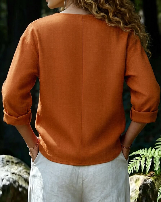 Bluse Mock-Kragen Langarm Einfarbig