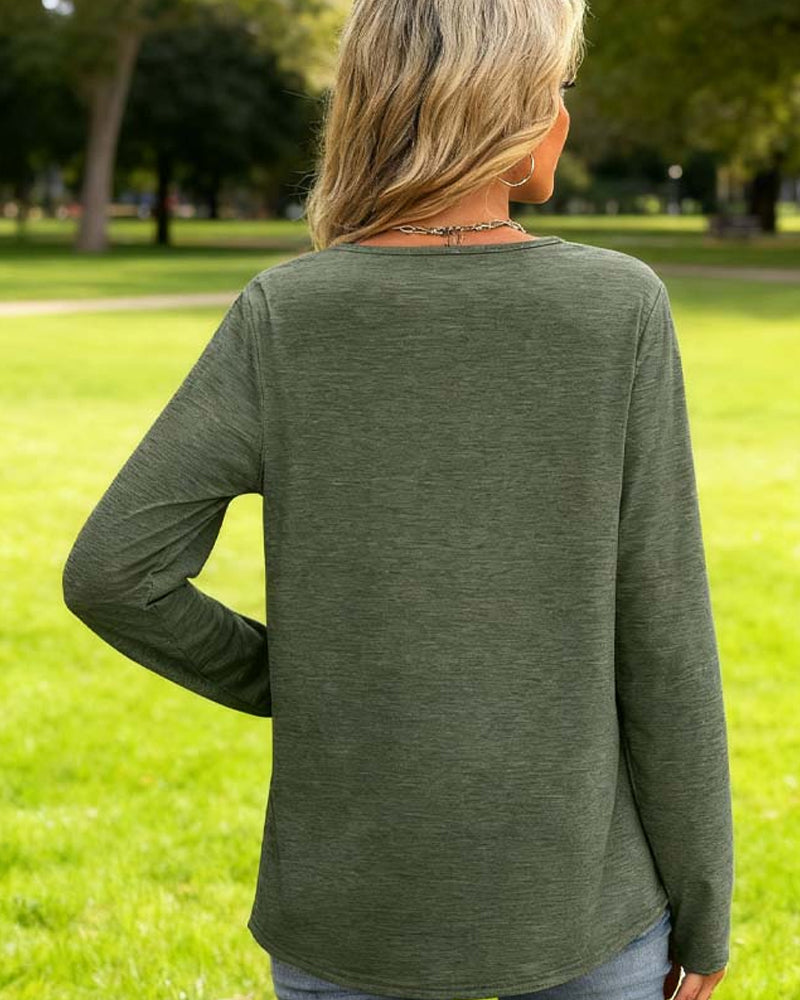 Elegantes V-Ausschnitt Top Mit Langen Ärmeln Für Damen