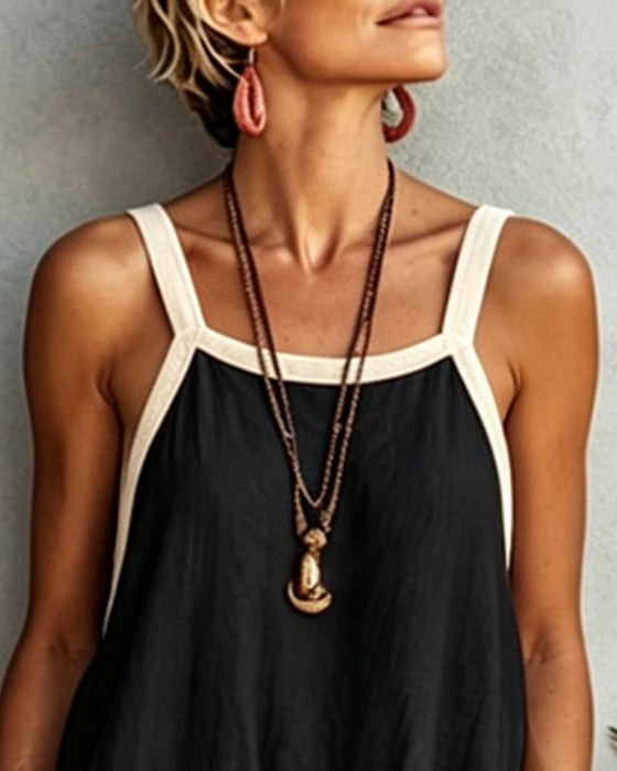Farbblockierter Jumpsuit Mit Taschen