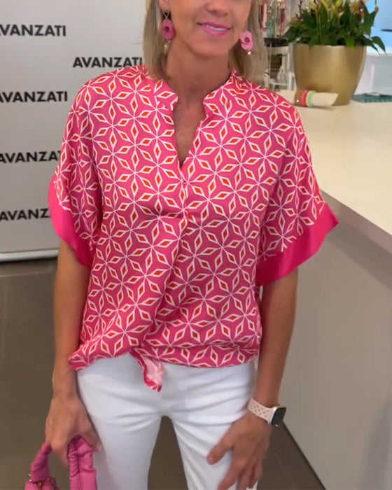 Bluse V-Ausschnitt Druck