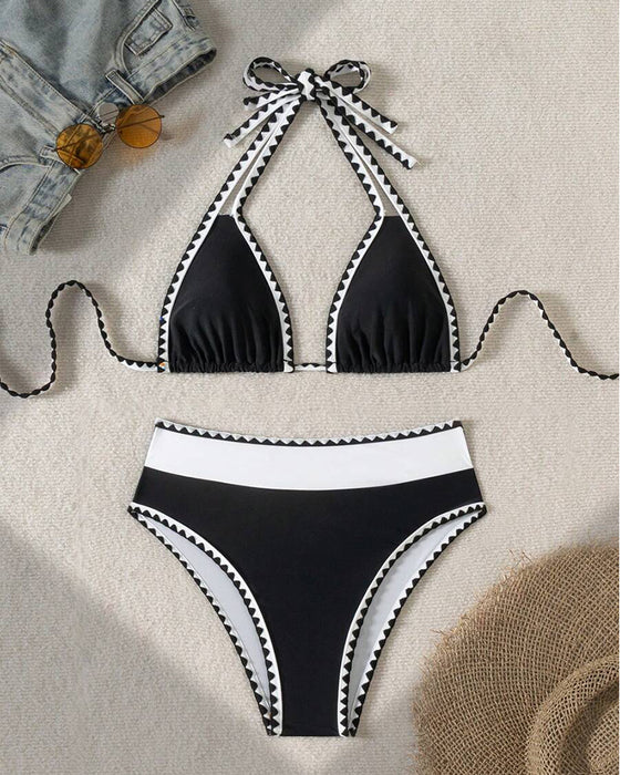 Bikini Sexy Kontrastfarbe Geteilt Dreieck