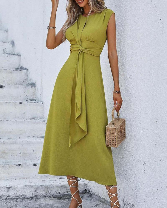 Kleid Einfarbig Tailliert Bindung