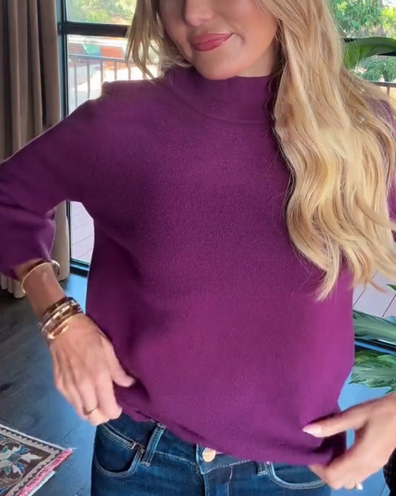 Pullover hochgeschlossen elegant Dreiviertelärmel