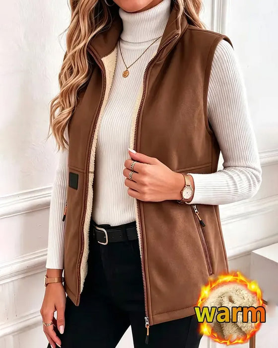 Cardigan Gepolstert Polar Fleece Offene Vorderseite