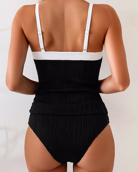 Tankini Kontrastfarbe Geteilt Schleife