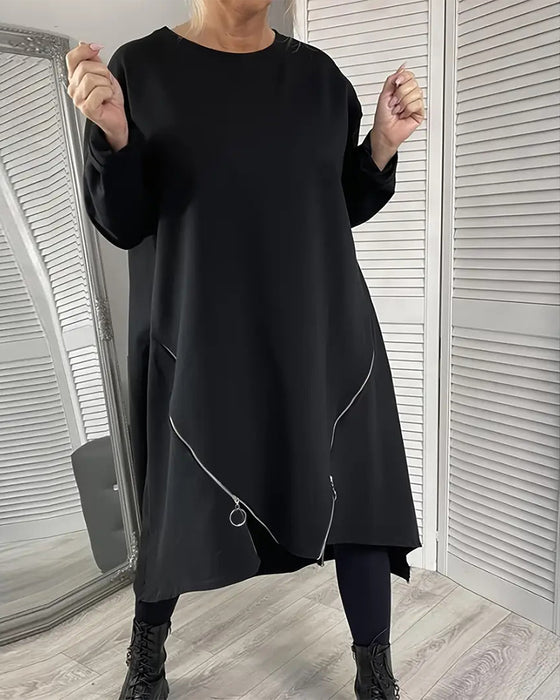 Lockeres Oversize-Kleid Mit Reißverschluss