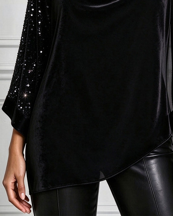 Oberteil Mockneck 3/4-Arm Fächerfalten