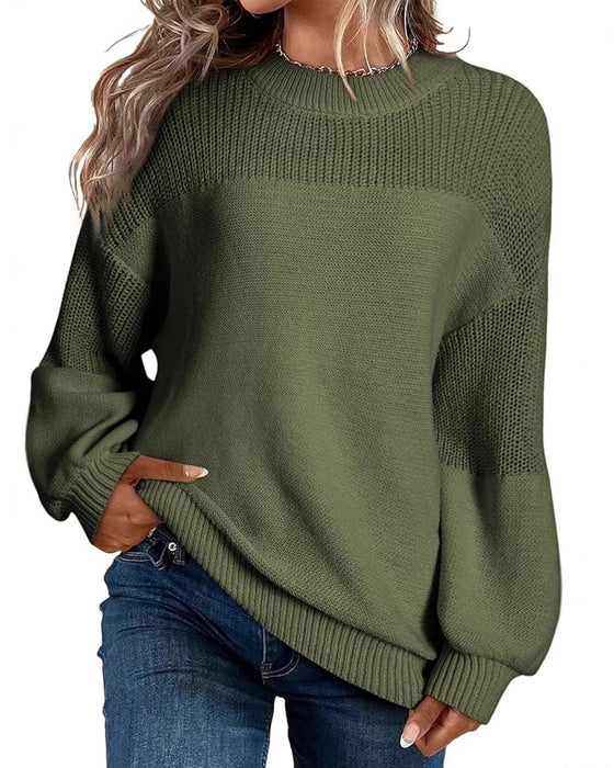Pullover Unifarben Laternenärmel