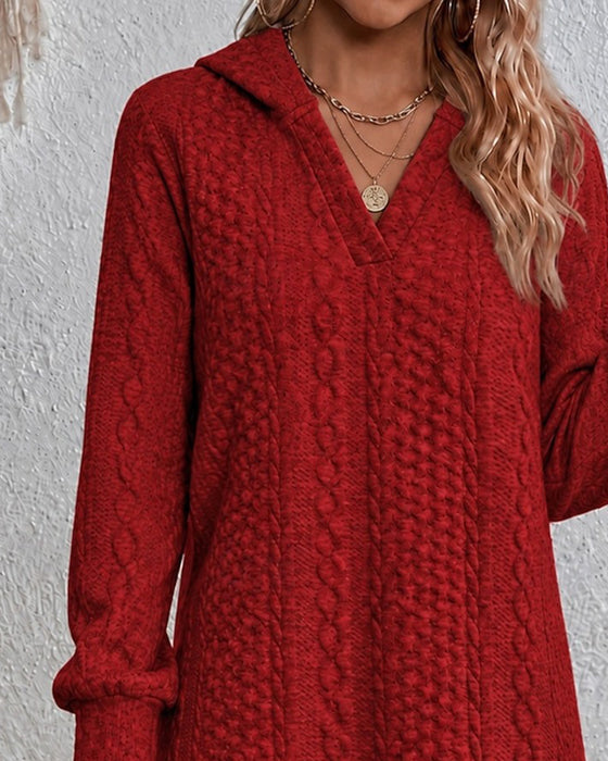 Kleid Kapuze Lässig Einfarbig