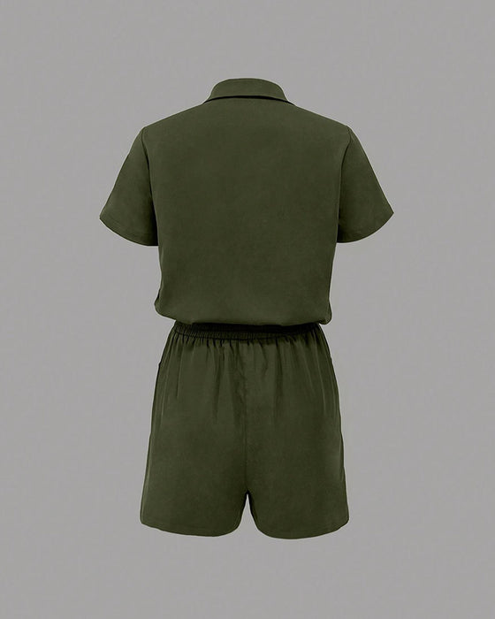Overall Knopftasche Elastische Taille