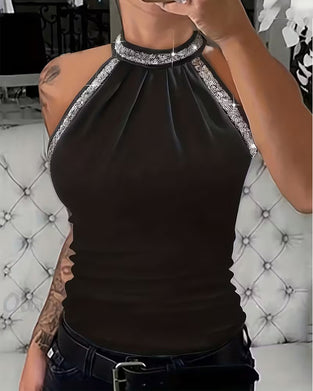 Top elegant paillettenbestickt Trägerlos