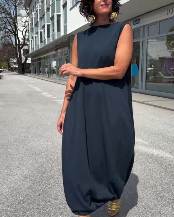 Kleid Mock Neck Ärmellos Locker