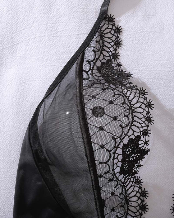 Durchsichtige rückenfreie One-Piece-Unterwäsche mit Ausschnitten