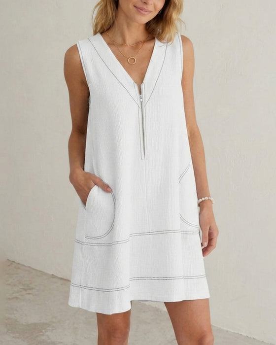 Kleid Ärmellos Reißverschluss A-Linie