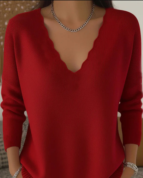 Pullover V-Ausschnitt weich gestrickt