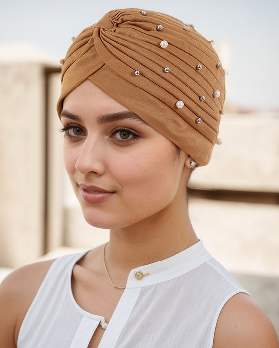 Hut Perle Plissiert Vorgebunden Turban