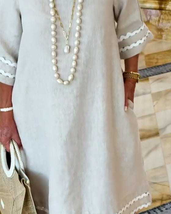 Kleid Wellensaum 3/4-Arm Etuikleid