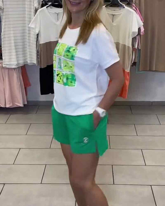 Lässiges Set mit bedruckten Shorts mit mittlerer Taille