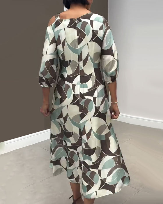 Kleid Ein-Schulter Spaghettiträger Halbarm