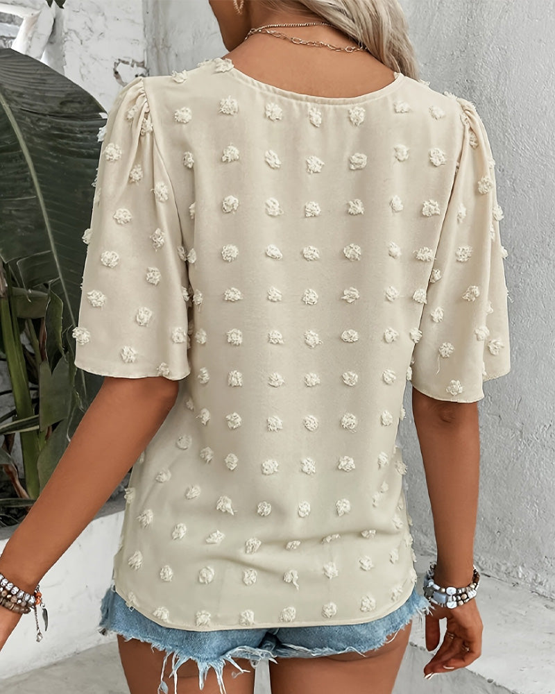 Bluse Zusammengefügt Jacquard Rüschenärmel