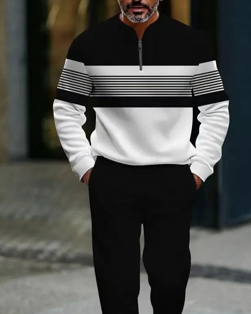 Set Herren Grafisch Druck Pullover & Hose - Street Casual Bequem Passform
