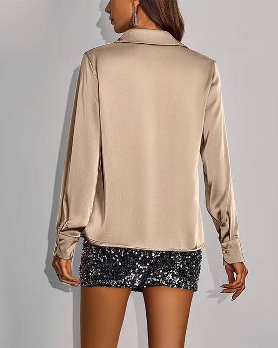 Stilvolles Unifarbenes Langärmiges Hemd