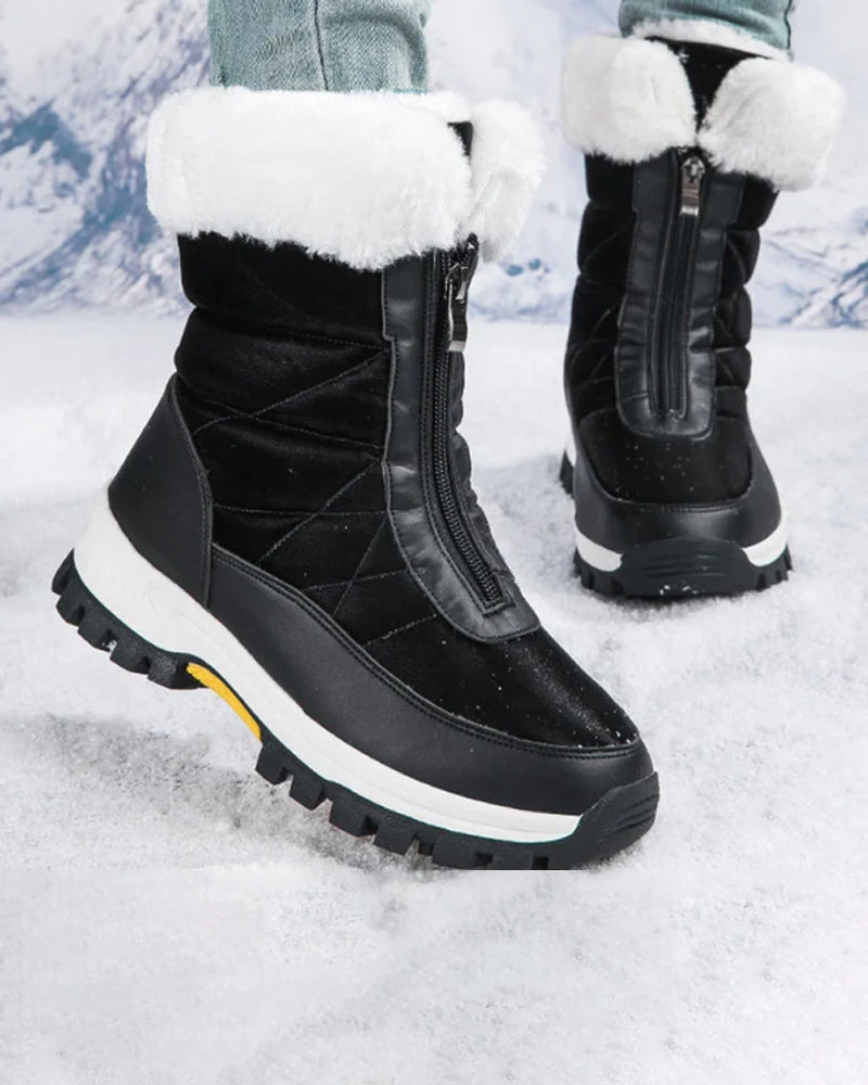 rutschfeste warme Schneestiefel mit Reißverschluss für Damen