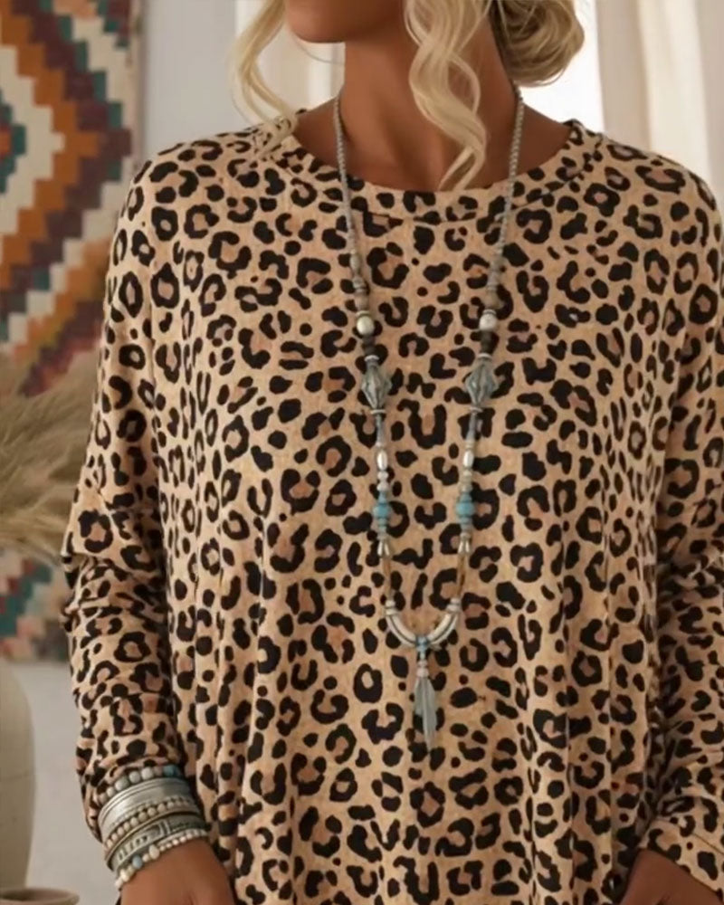 Top mit Leopardenprint und Rundhalsausschnitt