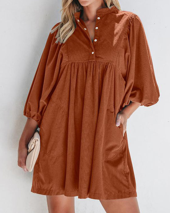 Kleid Plain Corduroy Mini