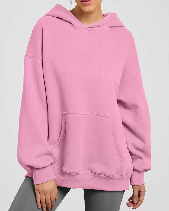 Hoodie Unifarbe Langarm Lässig