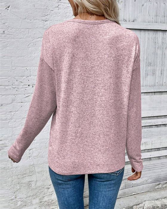 Top Langarm Rundhals Liebesherz-Print