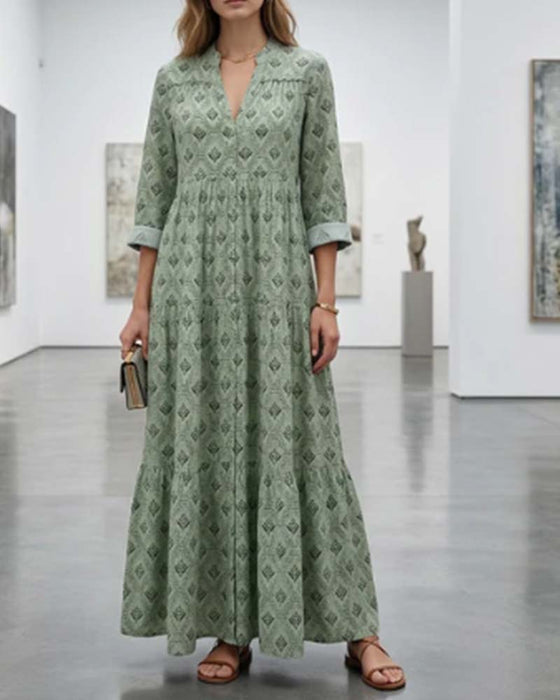 Kleid Vintage V-Ausschnitt Geblümt
