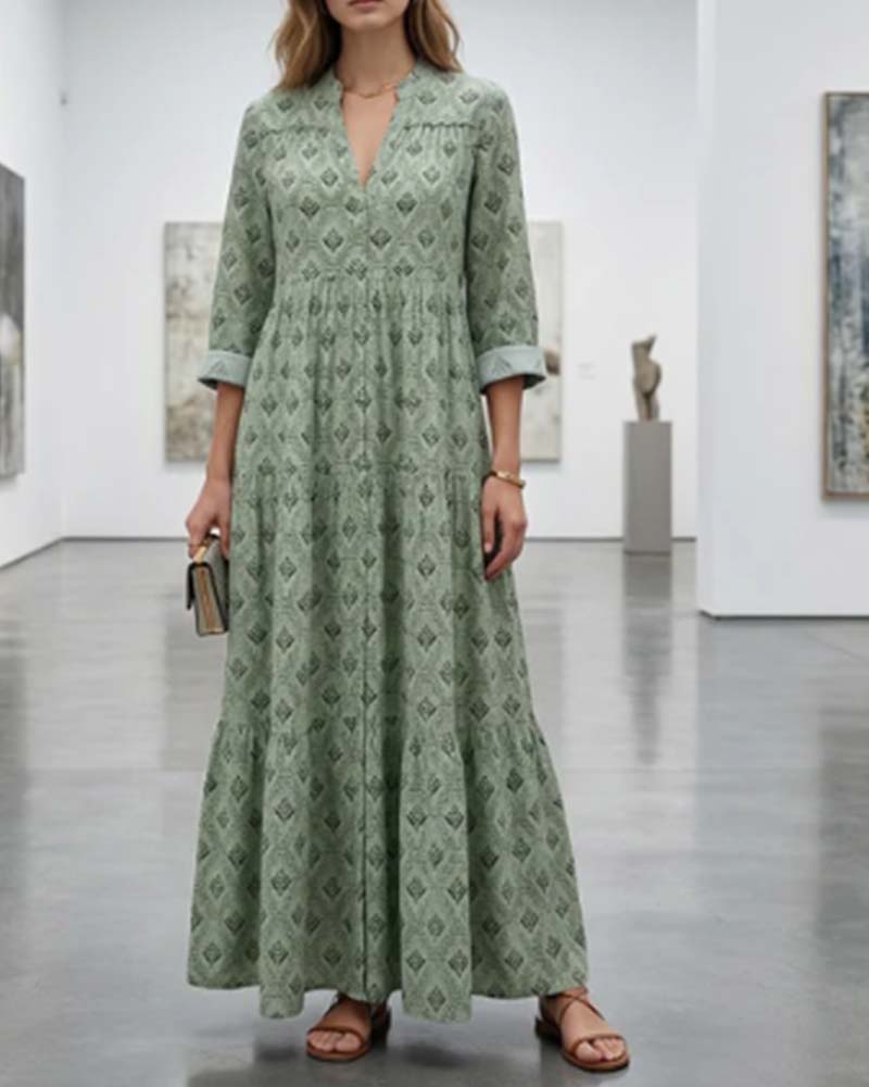 Kleid Vintage V-Ausschnitt Geblümt