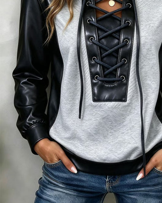 Sweatshirt Mode Gespleißt Riemen
