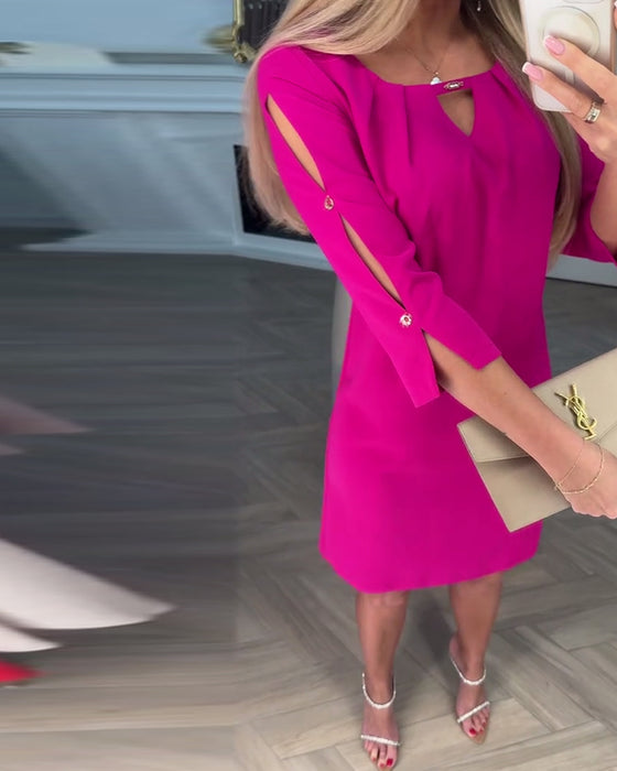 Kleid elegant einfarbig hohl gerade