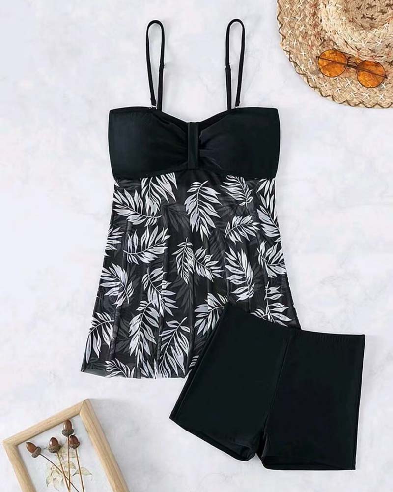 Tankini Sexy Gedruckt Mesh