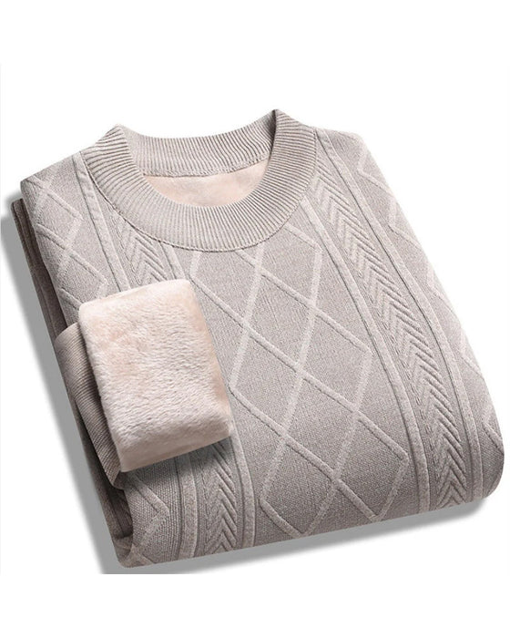 Pullover HerrenS Winter Flauschgefütterter Warmer Gestrickter