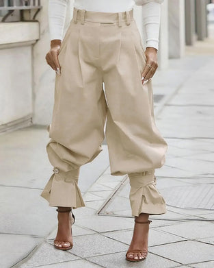 Hose Design Bündchen Plissiert Freizeit