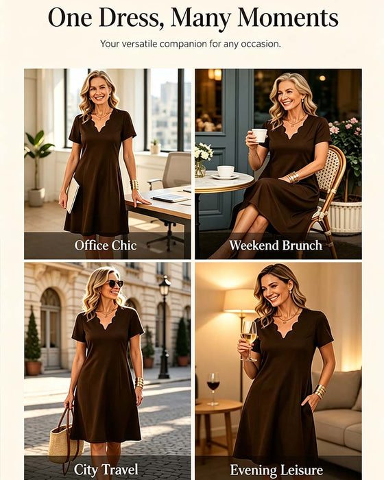 Kleid Kurzer Ärmel Uni