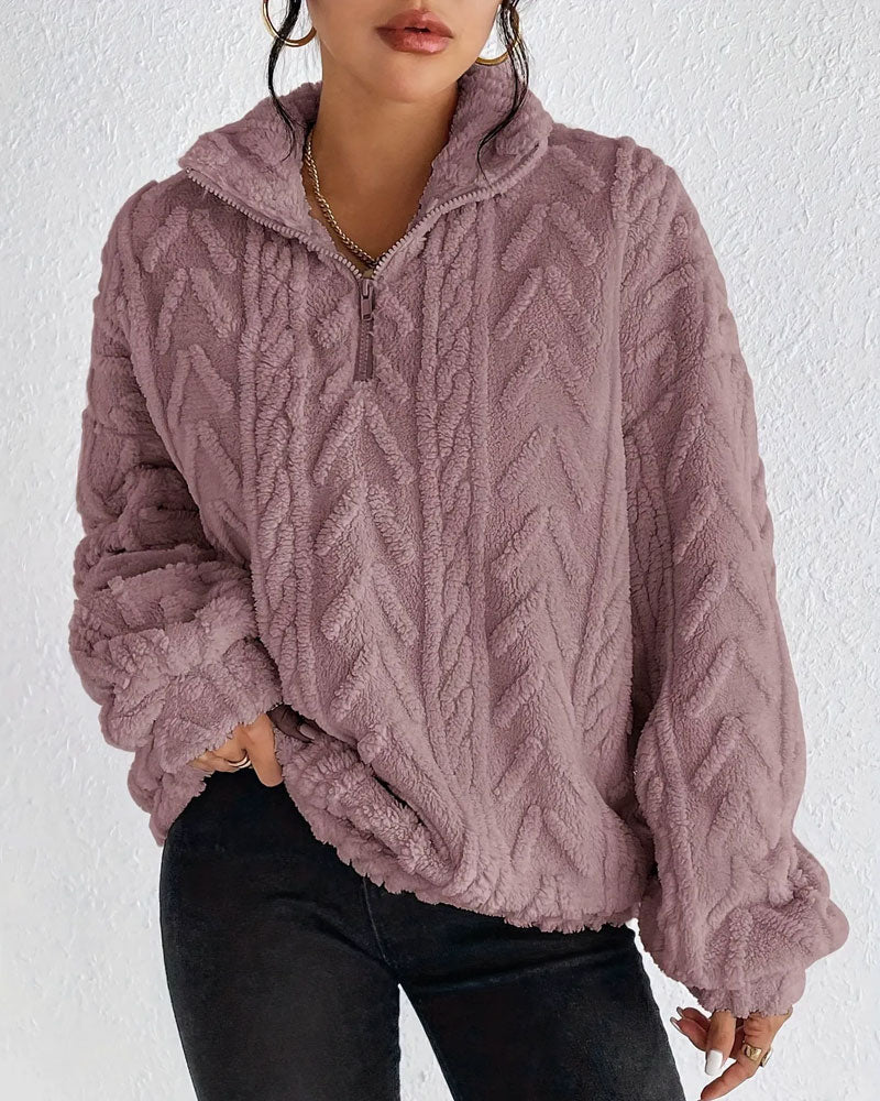 Sweatshirt Doppelseitig Fleece Halber Reißverschluss