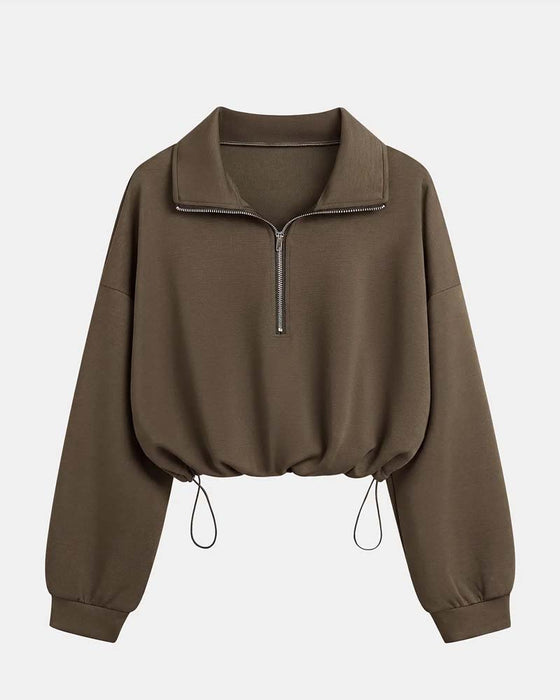 Sweatshirts Reißverschluss Taille Langarm