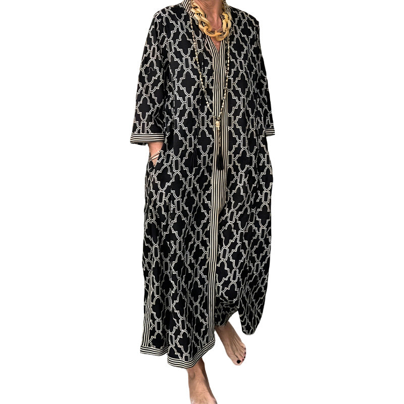 Kleid Geometrisch Druck Maxi