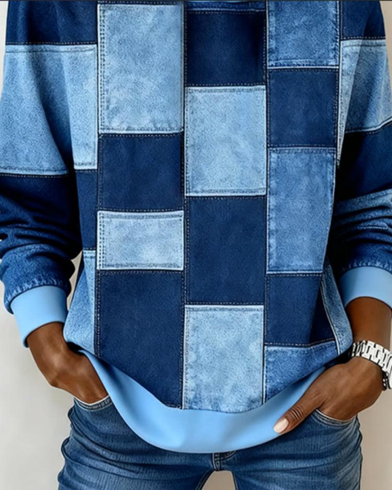 stylischer karierter Hoodie mit langen Ärmeln