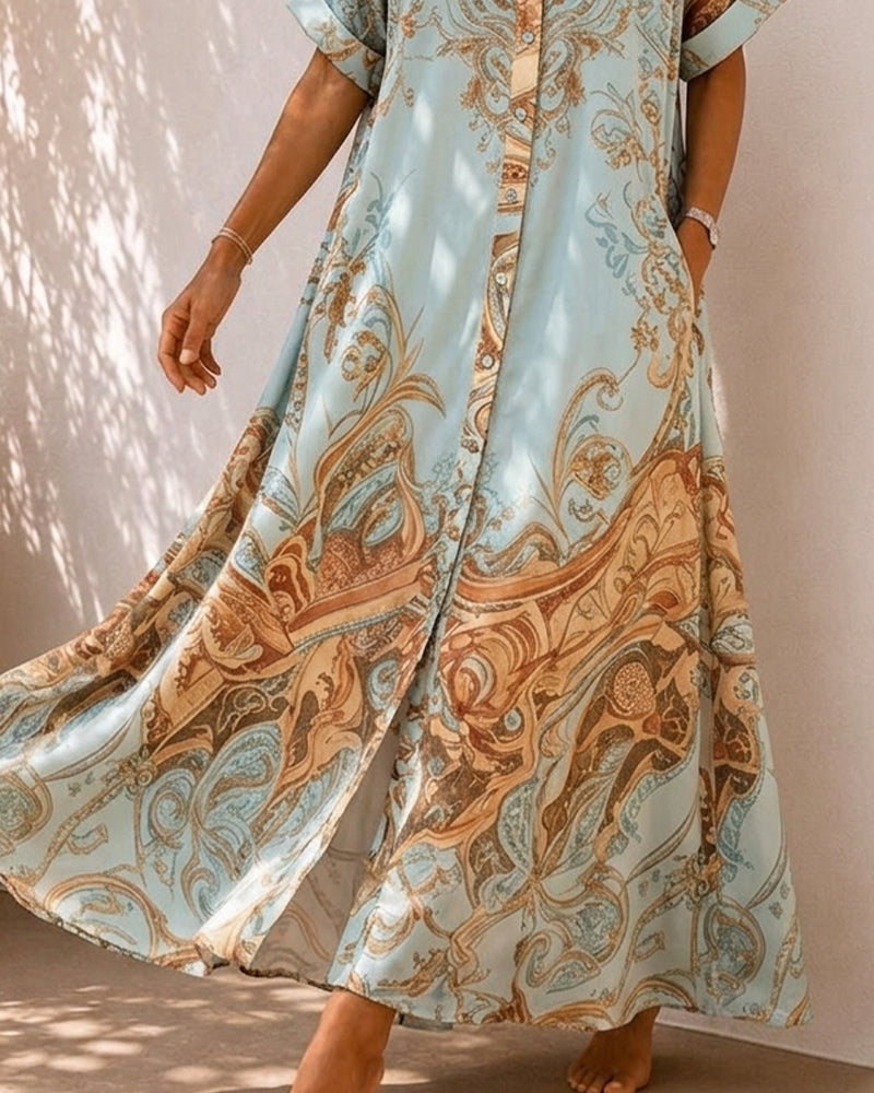 Kleid Hemdkragen Knopf Locker