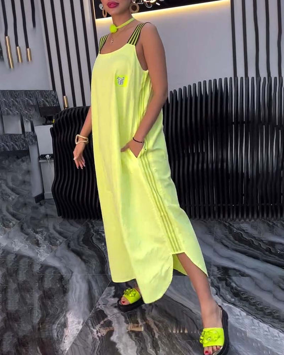 Kleid Gespaltene Träger Locker