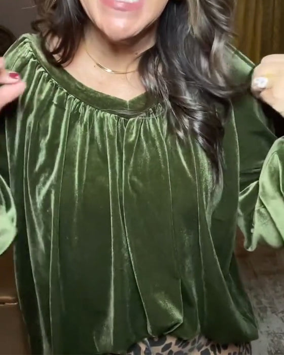 Lässiges Oberteil mit V-Ausschnitt, lockerer Länge und langen Ärmeln