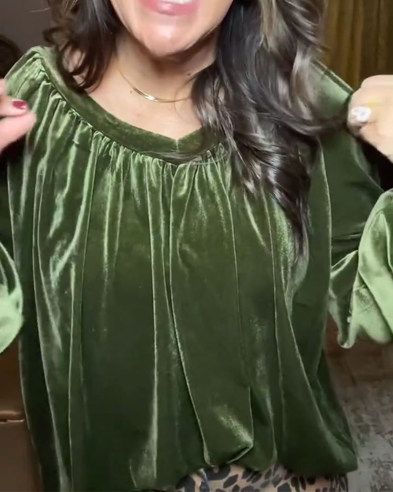 Lässiges Oberteil mit V-Ausschnitt, lockerer Länge und langen Ärmeln